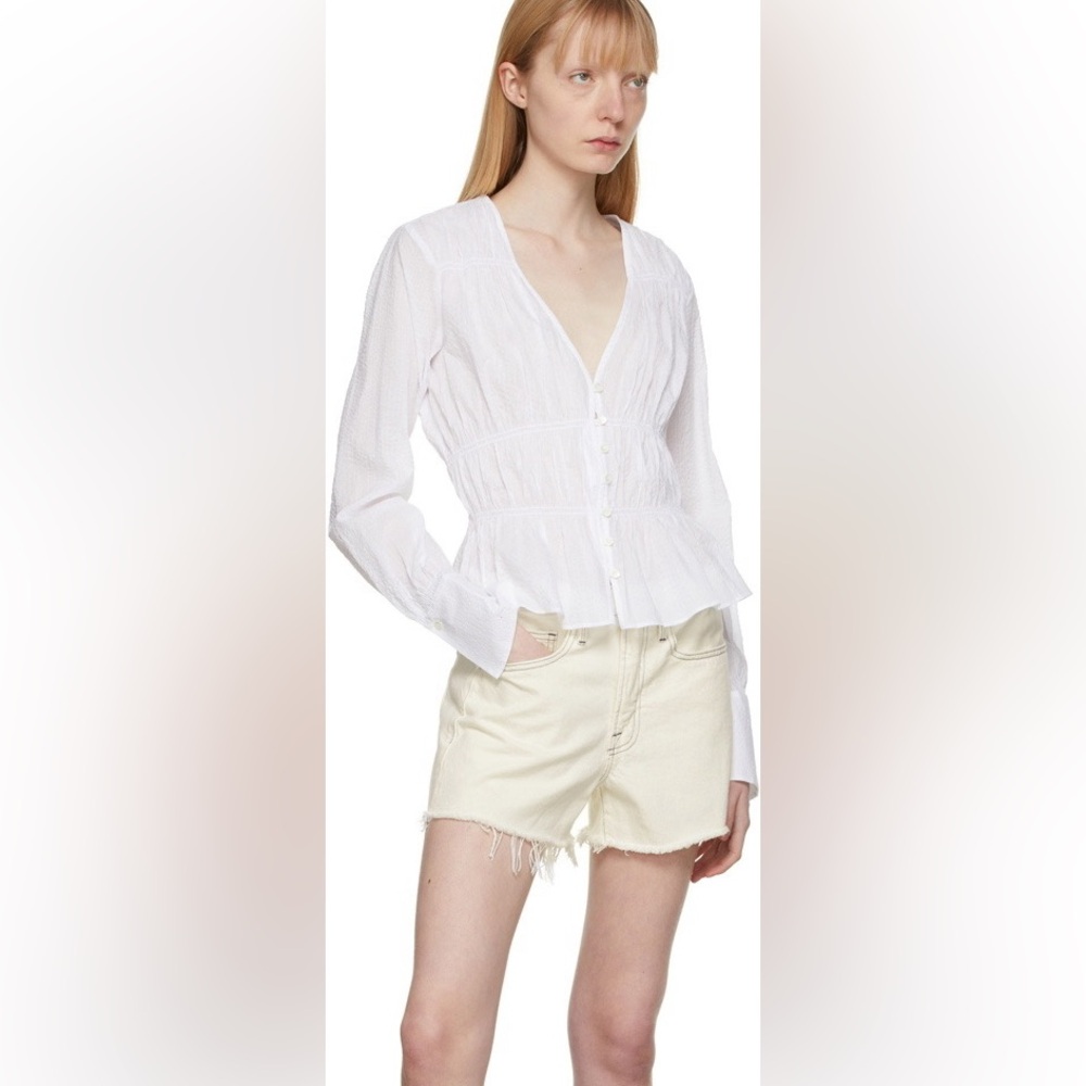 The Frame Women's Ruched V-Neck Long Sleeve Blouse. Size XS.